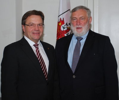 LH Günther Platter mit dem Präsident des Forums Alpbach, Franz Fischler.
