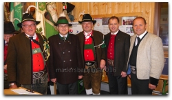 Hauptmann der Jubiläumskompanie Brandenberg Hans Ampferer, Ehrenmitglied der Schützengilde Brandenberg BM Christian Schmidt (Deutschland), Ehrenleutnant der Schützenkompanie Brandenberg BM Dipl-Ing. Andrä Rupprechter, Bgm Hannes Neuhauser, LH-Stv Josef Geisler