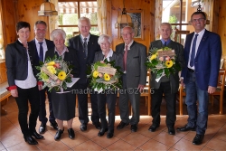 Diamantene: Gratulanten Vize-Bgm Martina Lichtmannegger und BH Dr. Christoph Platzgummer, Diamantene: Irmgard und Jakob Hager, Maria und Josef Felderer, Herbert Köpf (Gattin Rosa aus gesundheitlichen Gründen nicht anwesend), LA Bgm Ing. Alois Margreiter