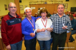 Obm-PVÖ-Münster Gerhard Lechner, das Siegerpaar Hans Bruckbauer &amp; Lotte Pfister aus Ebbs, PVÖ-Bez-Sportreferent Klaus Steiner