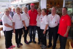 Tiroler PVÖ-Landesmeisterinnen: Karoline Lederwasch, Christine Böck, Franziska Köpf, Heidi Bürger, Hildegard Gartner. Gratulanten: Otto Mühlegger, Bez-Sportreferent Klaus Steiner, Bez-Obmann Hannes Lanner