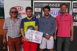 TC-Kundl Obmann Anton Praxmarer, 1. Christoph Steiner (UTC Vandans), 2. Manuel Belutti (TC Parkclub Igls), Ing. Hans Peter Brunner (Autohaus Brunner Kirchbichl)