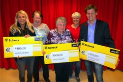 Ursula Mattersberger (Kinderkrebshilfe Tirol/Vorarlberg), Hedwig Dengg (Bastelgruppe), Elisabeth König, Helga Kogler (Sprecherin der Bastelgruppe), Gerold Stock (Altenheimleiter)