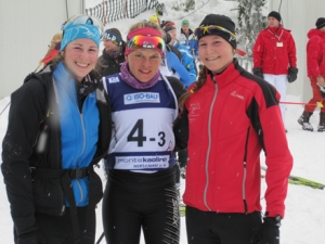 V.l.: Die Bronzemedaillengewinner Barbara Walchhofer, Julia Pfennich und Lisa Achleitner. 