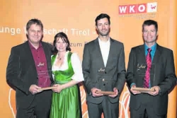 Die Sieger: Mathias und Silvia Bischofer (Moderne Tradition), Matthias Senn (Neue Ideen – Neue Produkte – Neue Märkte) und Wolfgang Lausecker (Kreative Dienstleistung).