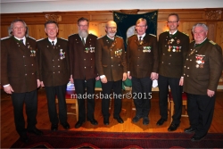 OSM Ferdinand Seiter, 1. SM DI Engelbert Pfandl, Goldene Verdienstmedaille des Bez-Schützenbundes für Alois Rupprechter, Staatsmeister und Tiroler Landesmeister Hans-Peter Schrettl, Bez-SM Walter Patka, Lds-SM Friedrich Anrain, Lds-Ehren-SM Hansjörg Maier